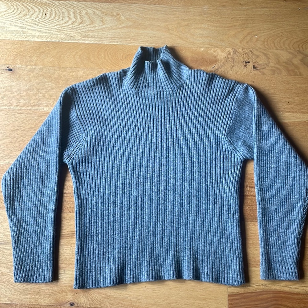 J Crew gray turtleneck sweater. 100% wool